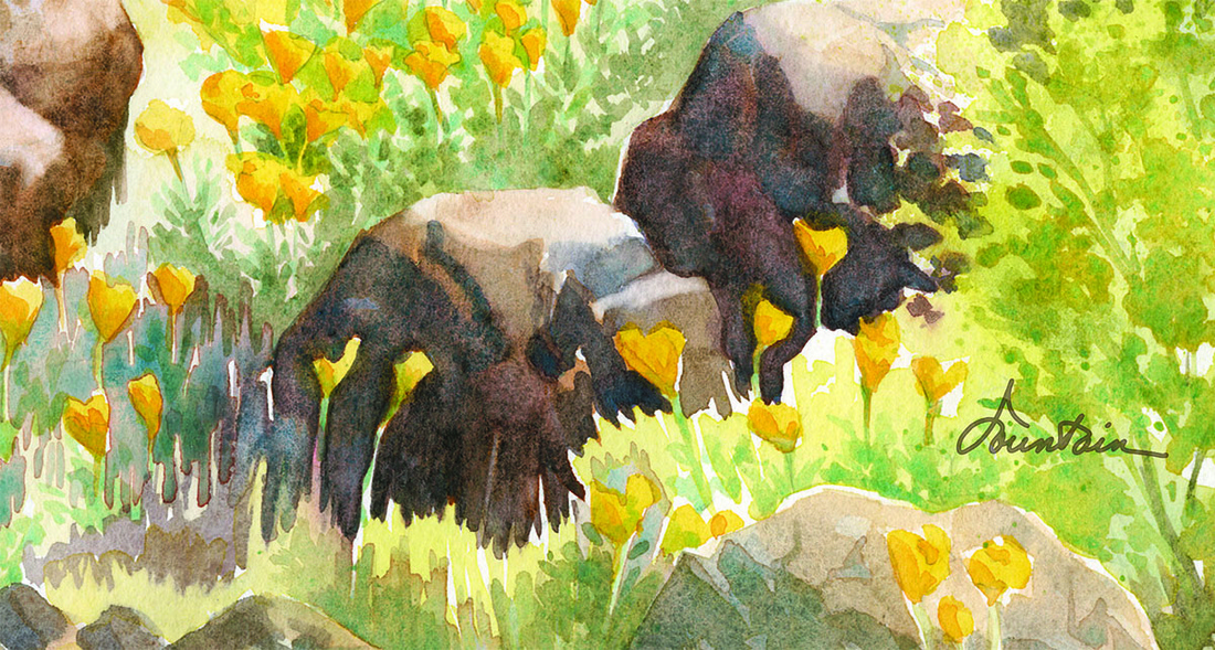 watercolor landscape painting detail by Ellen A. Fountain